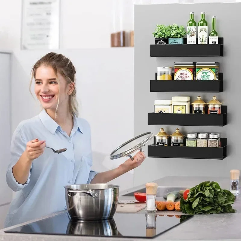 ZEXEF Fridge Magnetic Spice Storage Rack Kitchen Multifunctional Supplies Magnetic Suction Storage Rack Kitchen Organizer Shelf