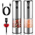 Rechargeable Electric Salt and Pepper Grinder Set with Extra Large Capacity Automatic Black Peppercorn Sea Salt Spice Mill in B