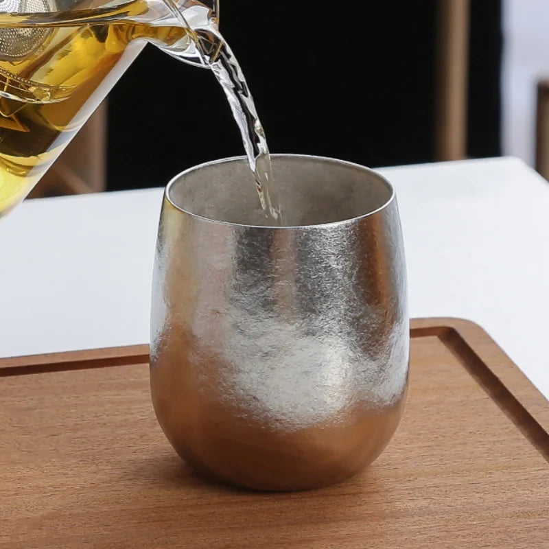 280ml Outdoor Egg Mug Pure Titanium Double-Wall Coffee Mug Water Cups Home Drinking Office Tea Mug Beer Luxury-Feel Juice Cup