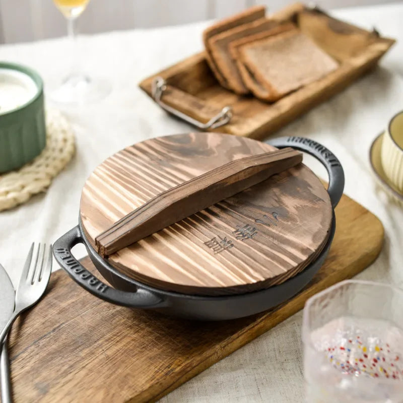 19cm Cast Iron Double Ear Frying Pan Flat Bottom Non-stick Thickened Mini Small Iron Kitchen Cooking Pan without Coating