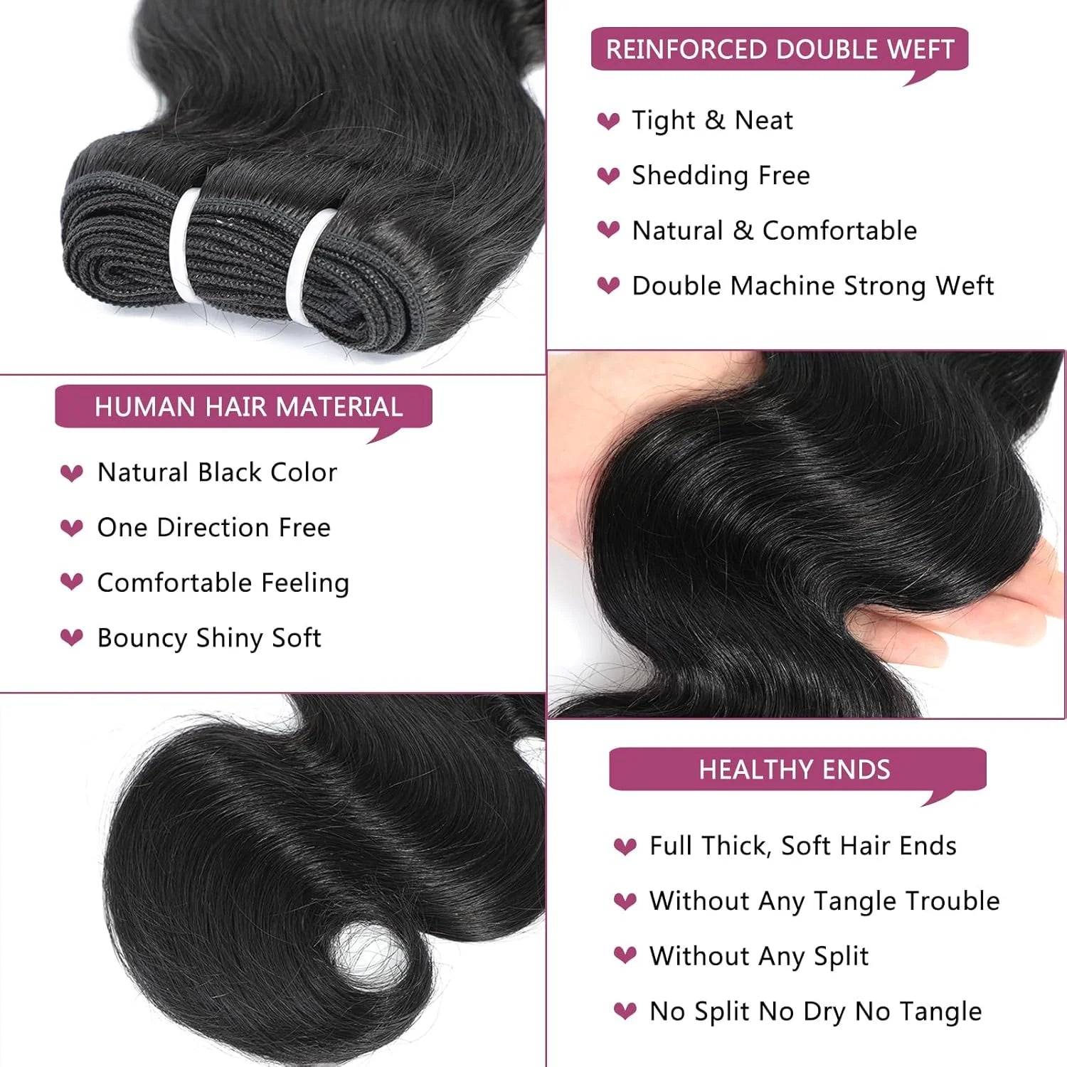 12 Inch Human Hair Bundles Natural Color 4 Bundles 12A Brazilian Virgin Hair 100% Unprocessed Quick Weave Straight Human Hair