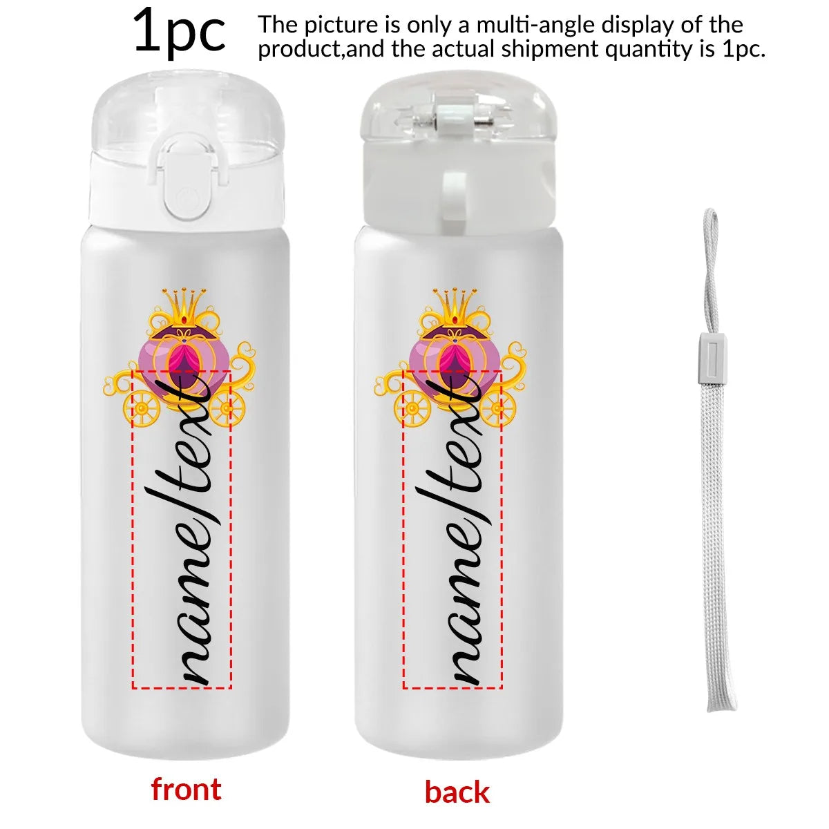 1pc Customized Cartoon Sports Water Bottle, 26oz Outdoor Travel Leakproof Plastic Water Bottle with Rope Back-to-School Gifts