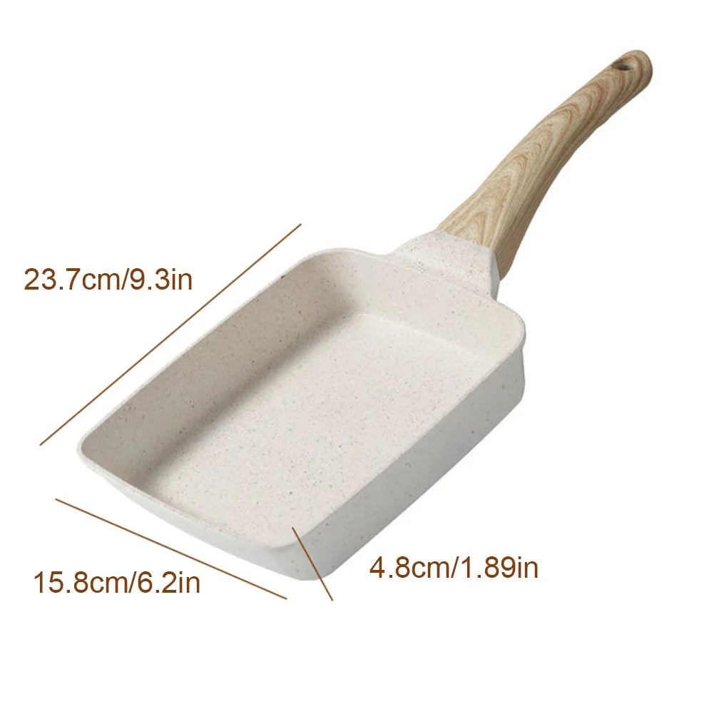 Nonstick Tamagoyaki Pan Breakfast Frying Pan with Heat-Resistant Handle Tamagoyaki Cooker Rectangular Japanese Omelette Pan