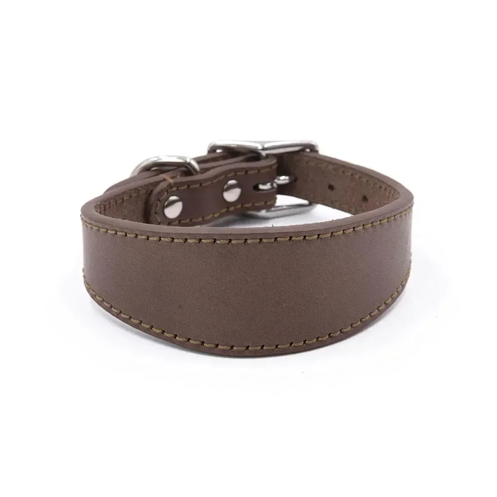 Quality Cow Leather Greyhound Dog Collar Comfortable Wide Whippet Necklace Durable Pitbull Pet Accessories Heavy Duty For Dogs