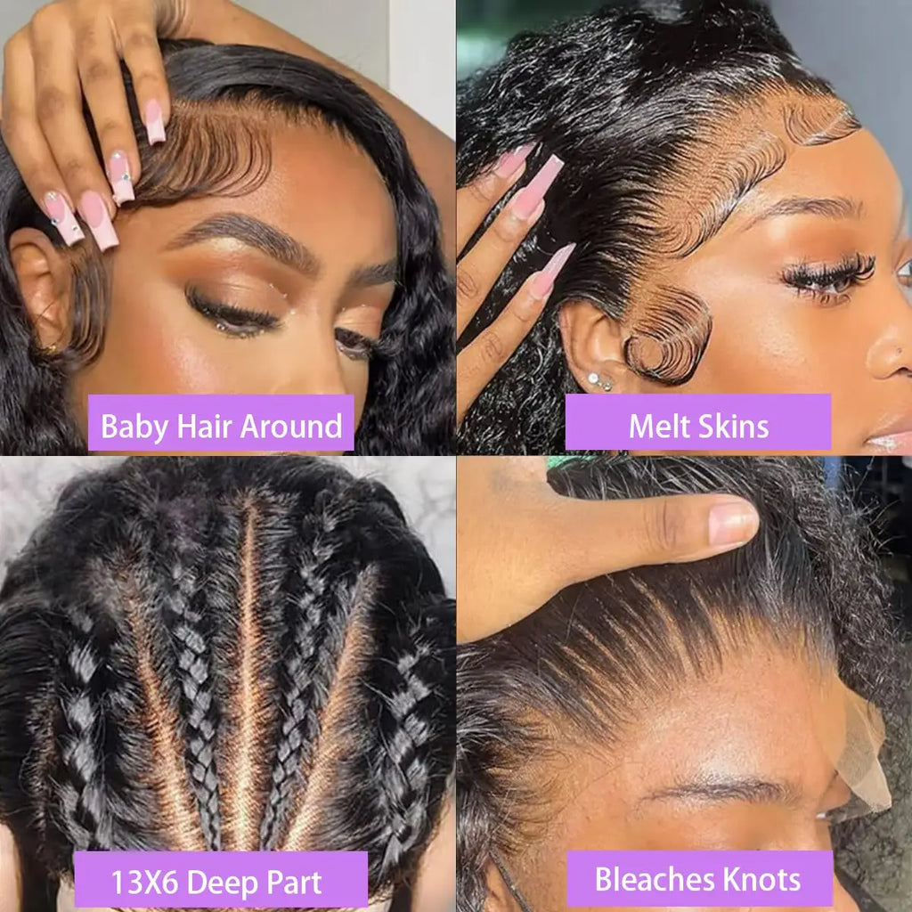 Curly 100% Human Hair Wigs 200 Density 13x6 Hd Lace Front Wigs 30 40 Inch Pre Pluck Brazilian Deep Wave Human Hair Wig For Women
