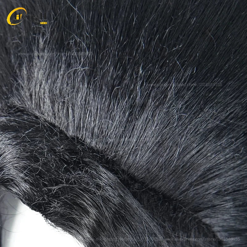 In Stock Anime Kibutsuji Muzan Female Short 38cm Black With Bun Cosplay Wig Heat Resistant Synthetic Hair Halloween Party Wigs