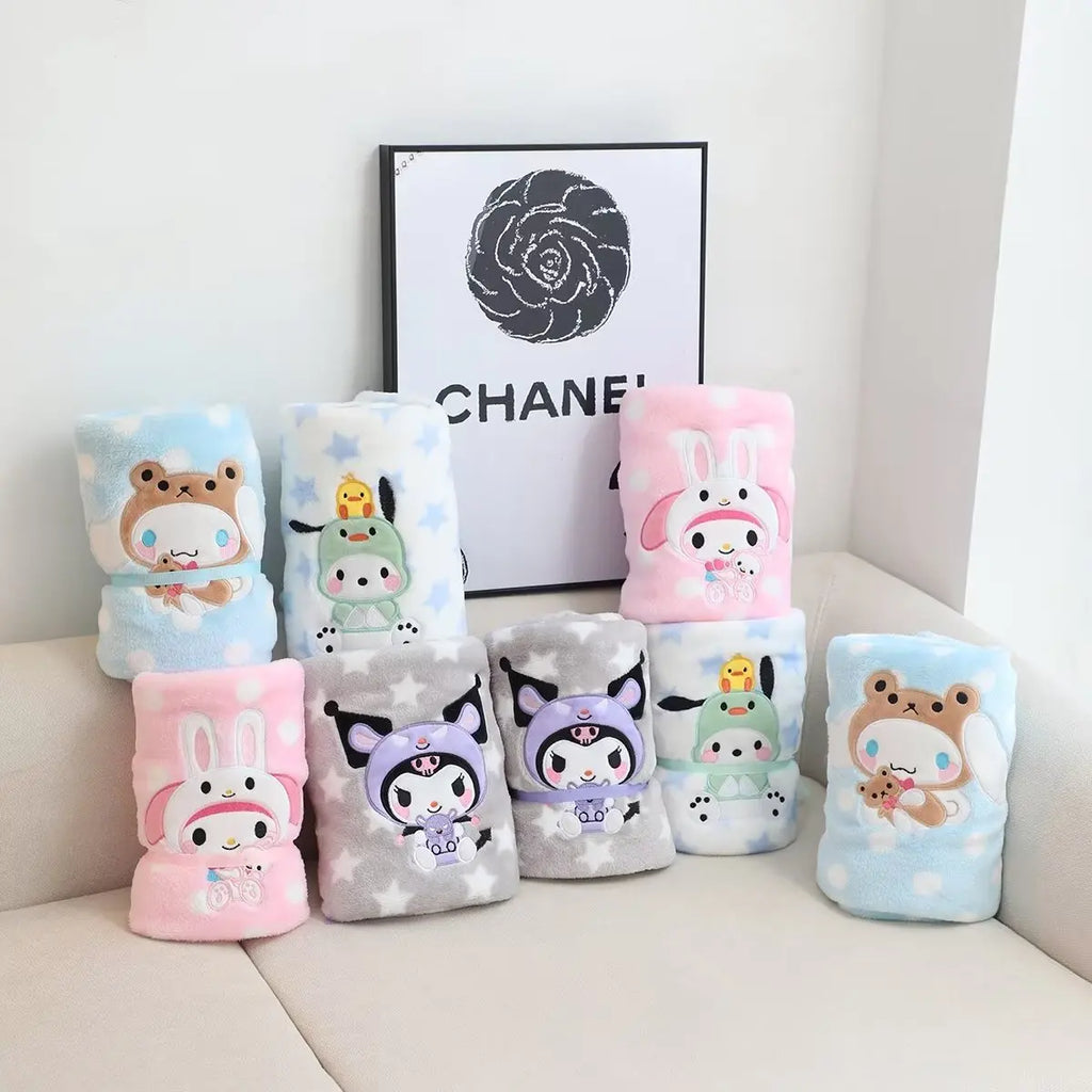 Cute Kuromi My Melody Blanket Lovely Pochacco Cinnamoroll Japanese Style Anime Nap Blanket For Girl Child Single Size