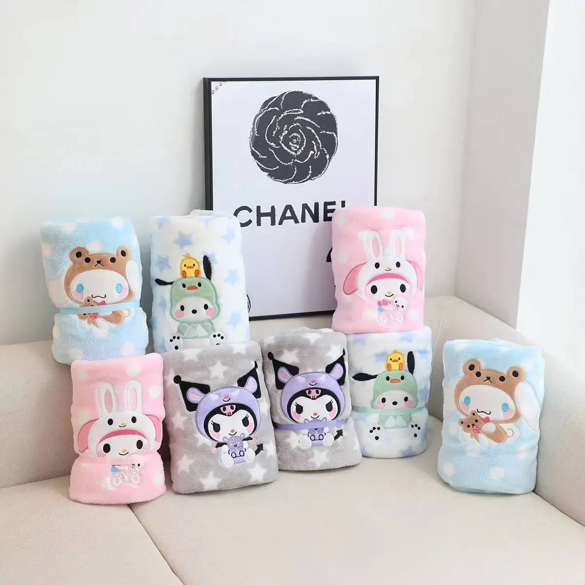 Cute Kuromi My Melody Blanket Lovely Pochacco Cinnamoroll Japanese Style Anime Nap Blanket For Girl Child Single Size