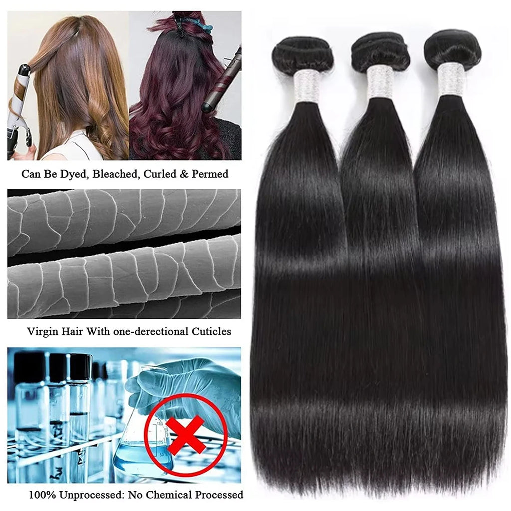 14A Raw Straight Human Hair Bundles 100% Human Hair Bundles 30 40 Inch Unprocessed Black Virgin Hair Extensions Bundles Quality