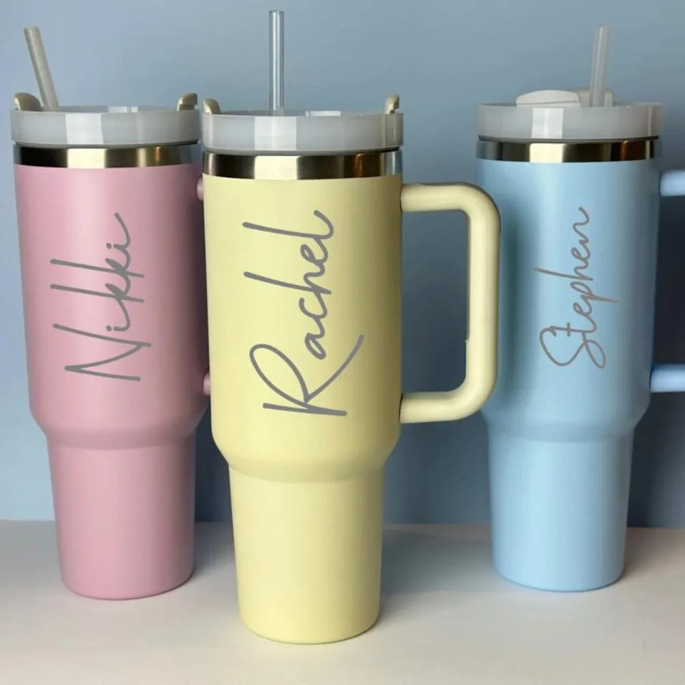  Custom Name Bingba Cup Car 40oz Large Capacity Portable Handle Cup 304 Stainless Steel Insulation Cup Coffee Insulation Cup