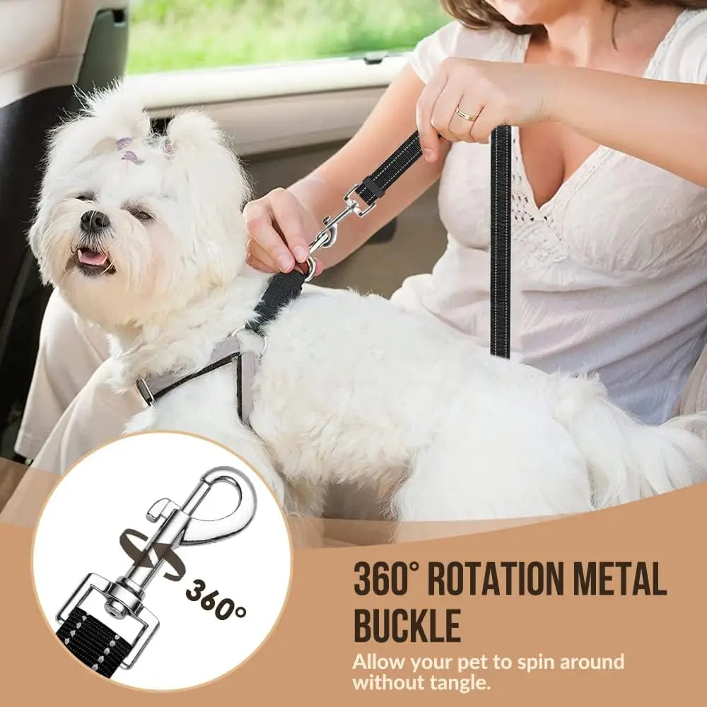 Dog Seat Belt for Car Elastic Headrest Restraint Pet Seatbelt Adjustable Safety Tether Shock Absorb Bungee Dog Leash Reflective