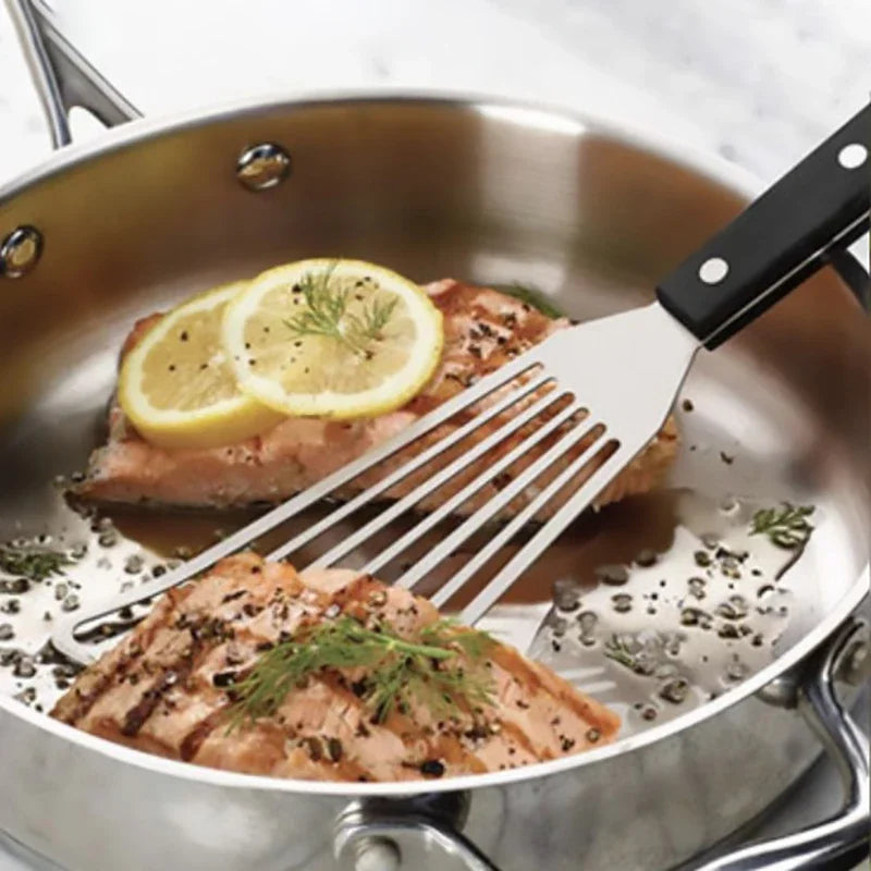 Stainless Steel Slotted Turner & Fish Spatula With Wooden Handle - Kitchen Tools by Leeseph