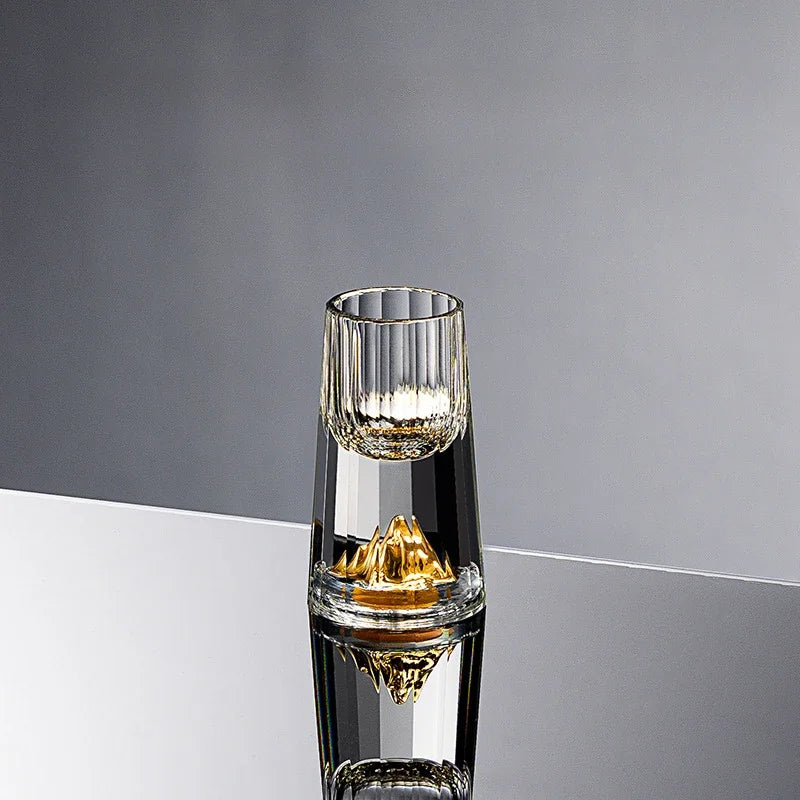 Chinese Baijiu Cup Crystal Glass Vertical Grain Design Small Alcohol Tasting Glass For Home Bar Gift Set Spirits