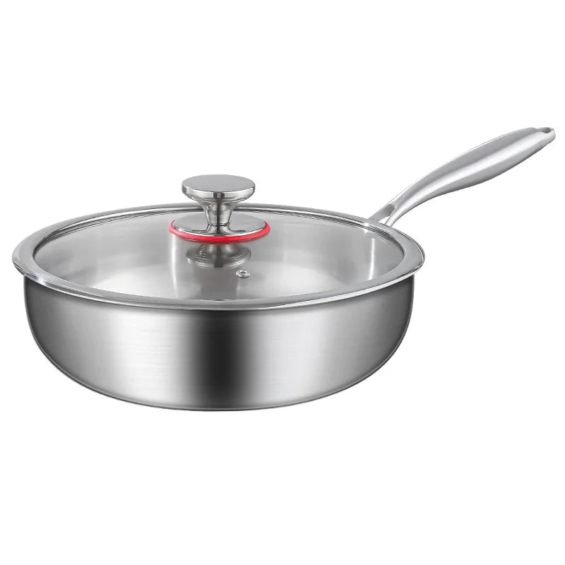 316 stainless steel frying pan, household deepening non stick pan, induction cooker, uncoated flat bottomed frying pan