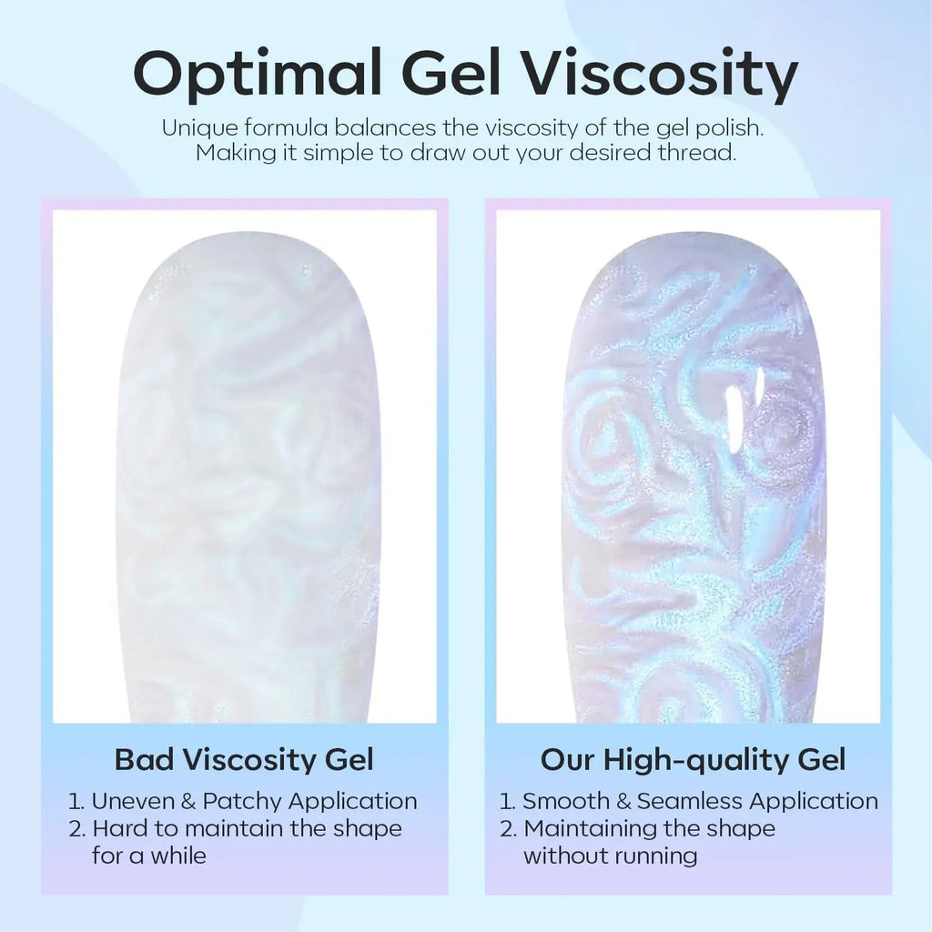 Modelones Pearl Iridescent Gel Nail Polish, 15 ML Shimmer Celestial Blue Mermaid Nail Drawing Glitter Pearlescent Summer