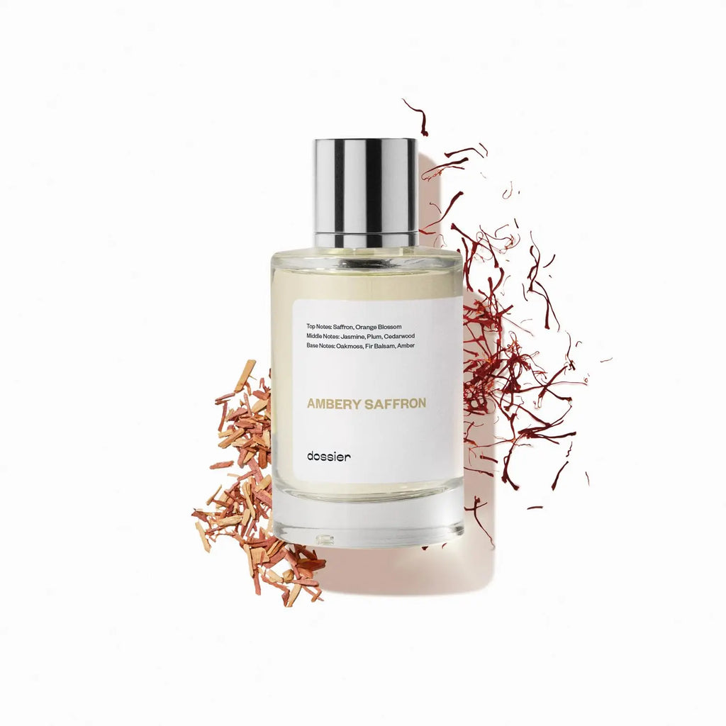 Dossier Ambery Saffron Eau De Parfum Inspired By MFK's B.accarat R.ouge 5.40 - Vegan, Unisex Perfume Spray - 3.4 Fl Oz (100ml)