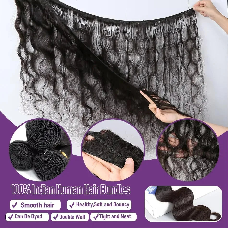 GOWIK Remy 30 32 32Inch Deep Wave Human Hair Bundles Brazilian Unprocessed Weaving Curly Hair Bundles 1 3 4 Extensions Deals