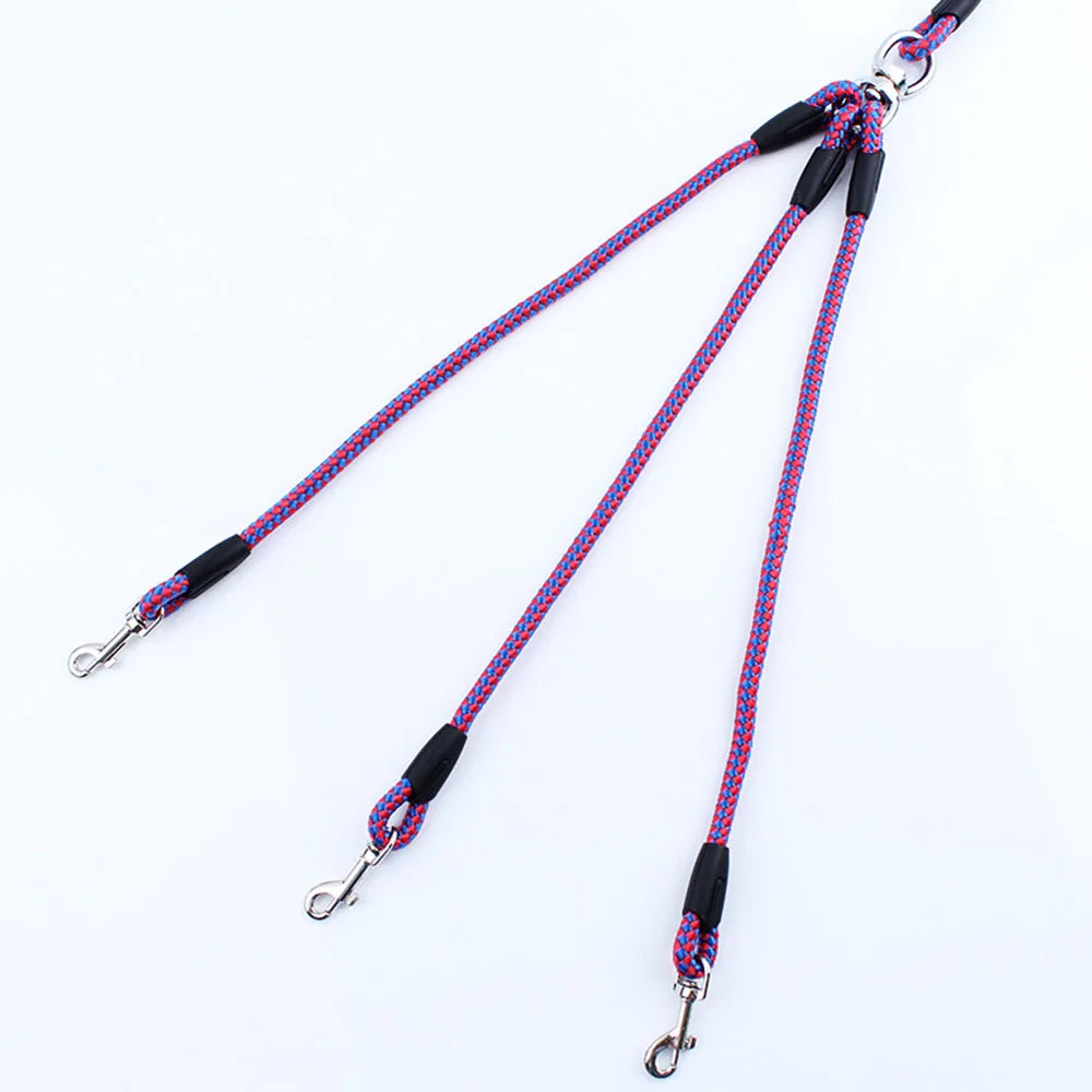 3 Way Dog Coupler Leash No Tangle Splitter Triple Dog Leash for Walking Running Three Small Dogs Cats Puppy 3 in 1 Traction Rope