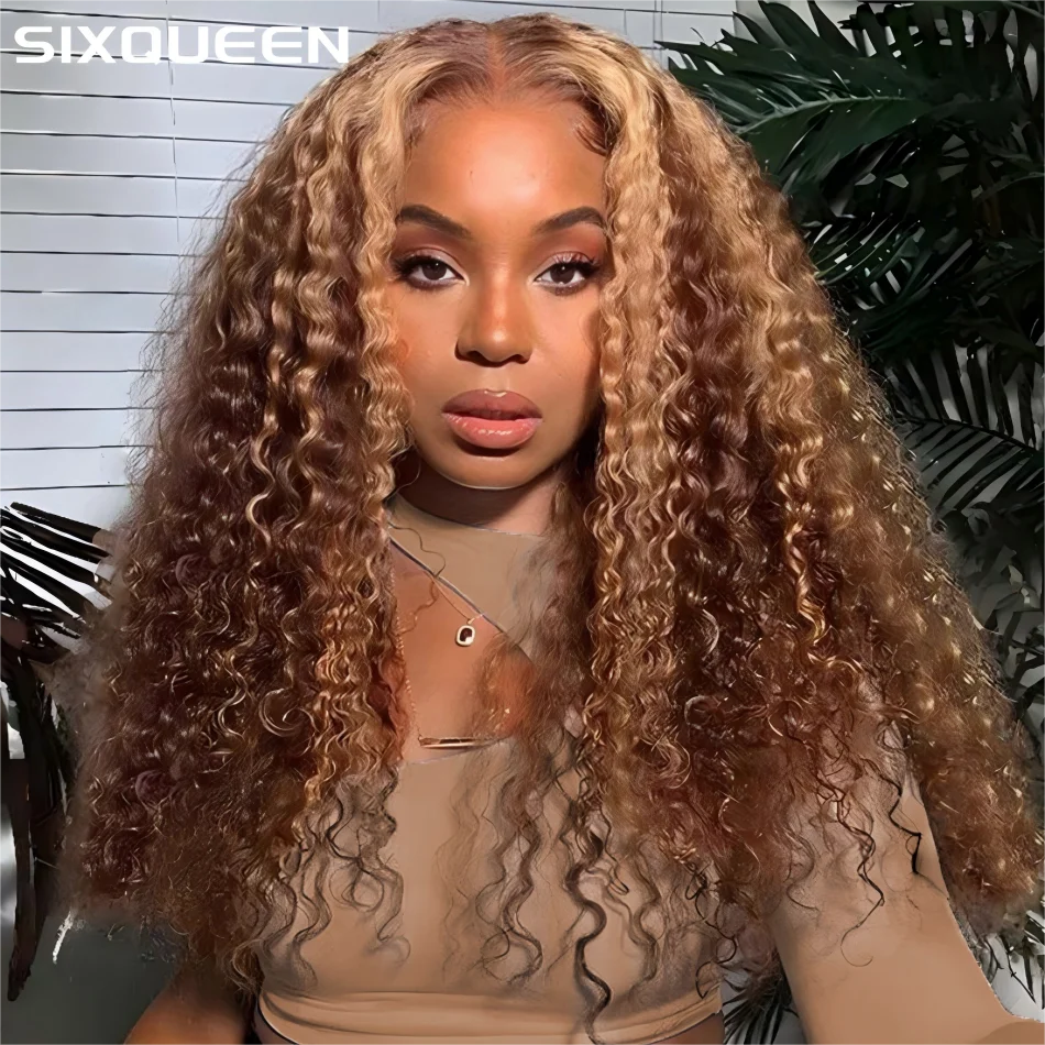 P427 Highlight Wig Human Hair Hd Lace Wig 13X6 Human Hair Deep Wave Frontal Wig Curly P1B30 Lace Front Wig Brazilian 250 Density