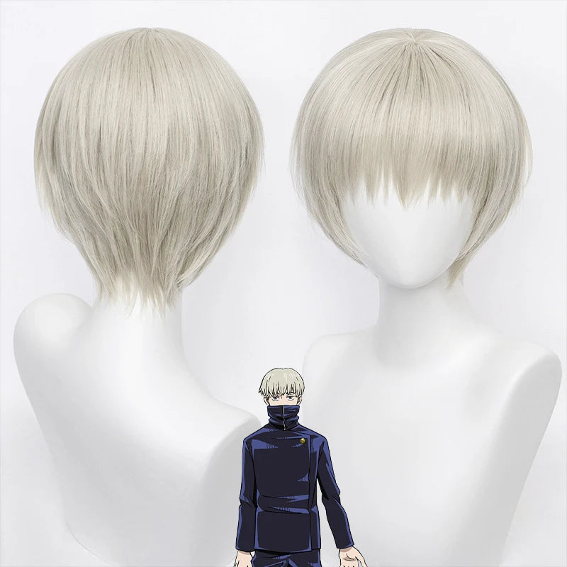 RANYU White Men Wig Short Straight Synthetic Anime Hair High Temperature Fiber for Cosplay Party