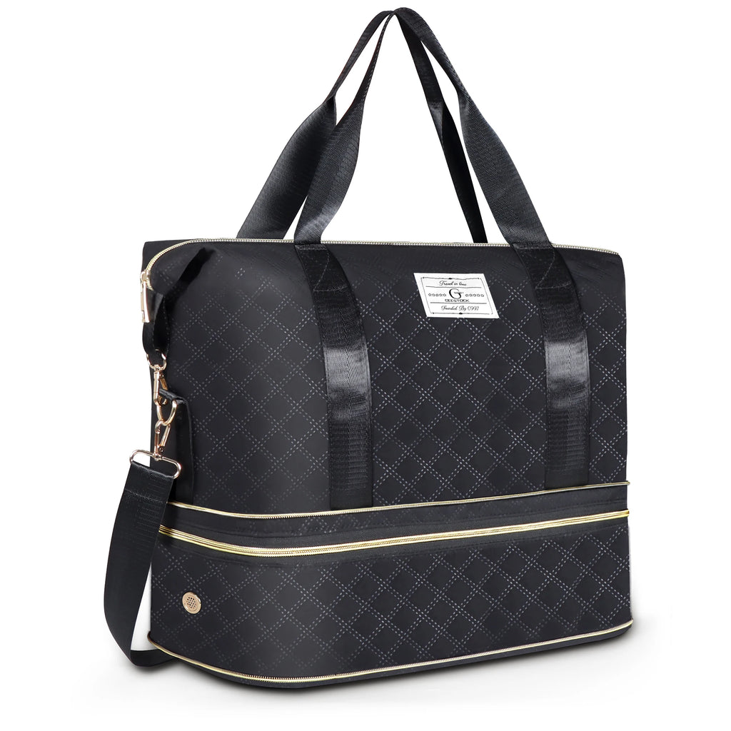 [Large Capacity Gym Bag] Large Capacity Multifunctional Travel Gym Bag | Women's Combo Letter Bag with Independent Shoe Compartm