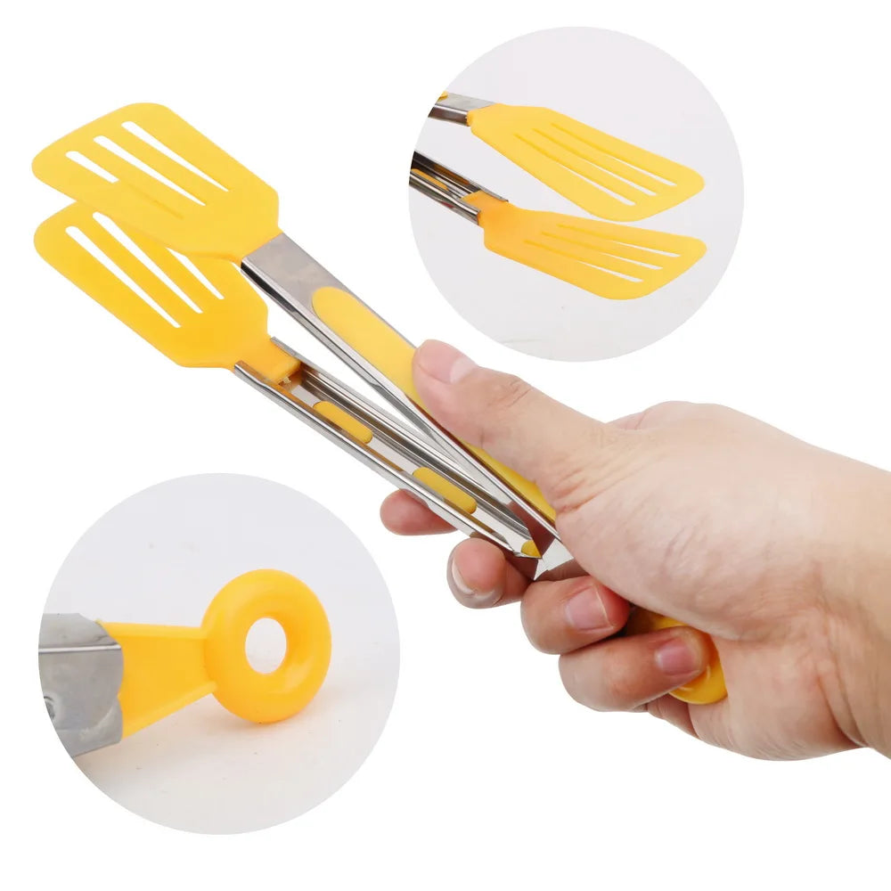 Kitchen Cooking Tools Stainless Steel Handle Utensil Pizza Bread Steak Clip Non-Stick Kitchen Tongs Salad Serving BBQ Tongs
