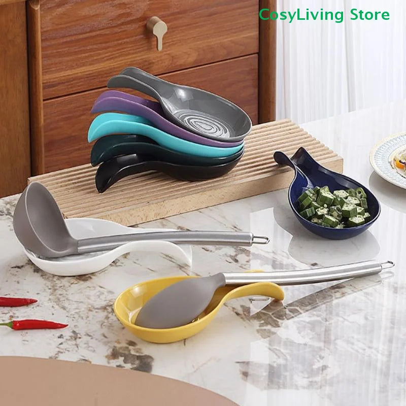 Heat-Resistant Spoon Rest Large Spoon Holder Cooking Spoon Rest Plastic Coffee Spoon Holder Dishwasher Safe Spoon Rest