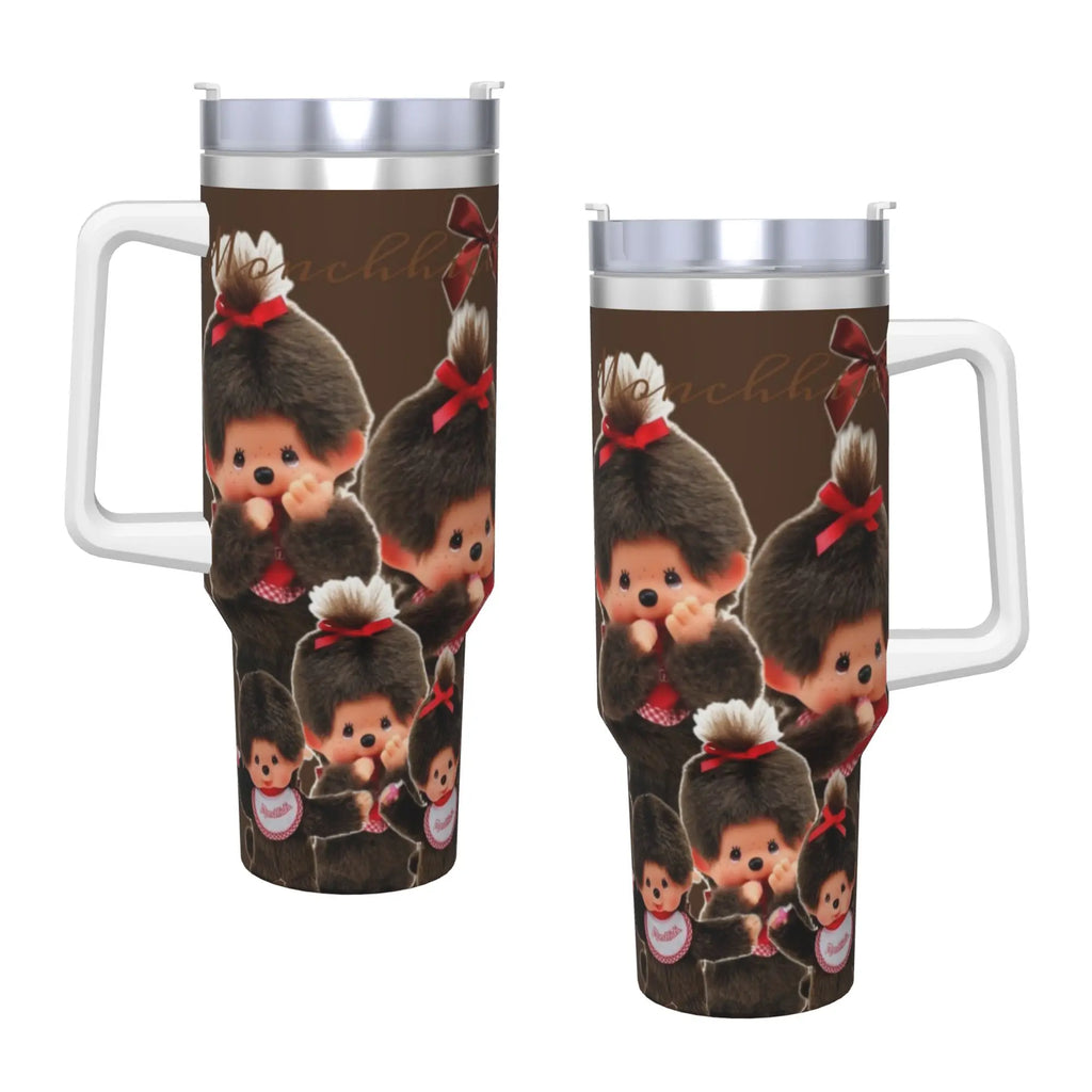 Monchhichis Tumbler With Straw  Stainless Steel Tumblers Cup Double Wall Vacuum Insulated for Cold Or Hot 40oz