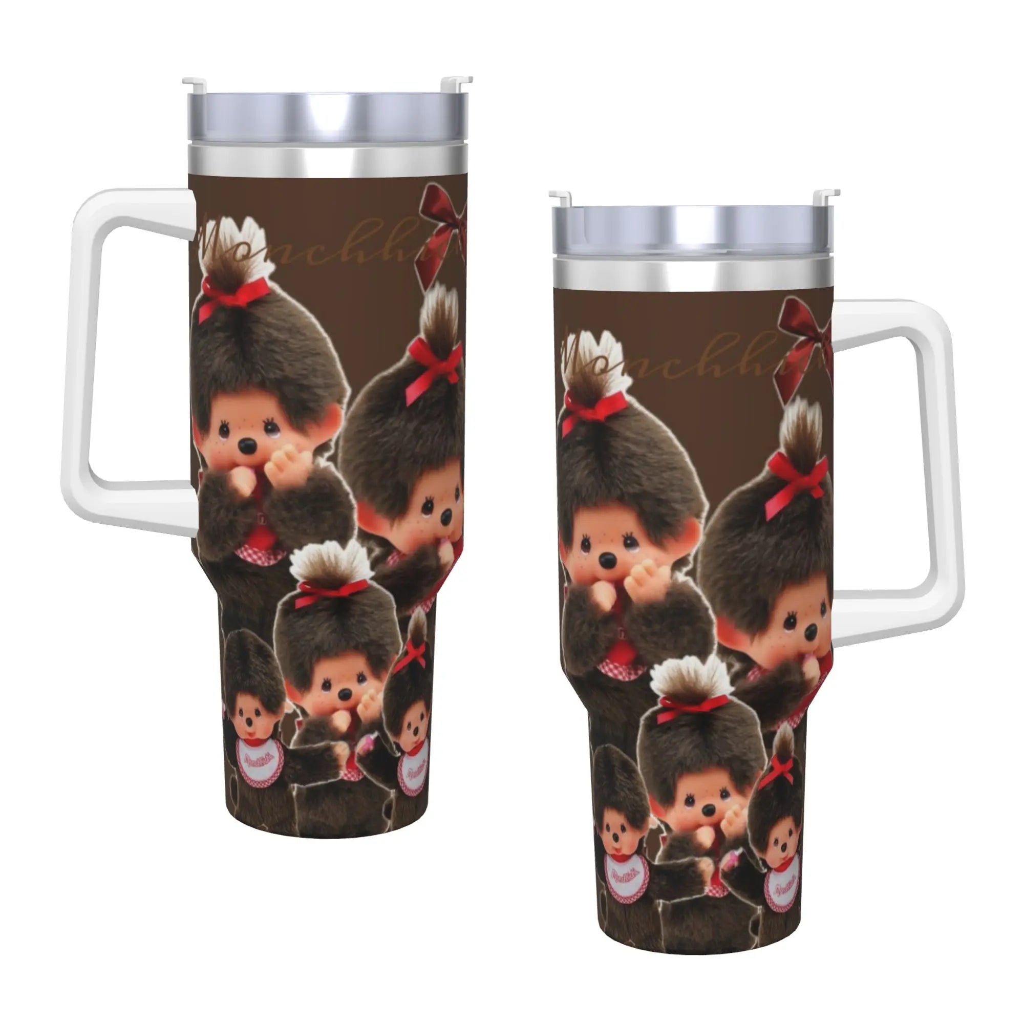 Monchhichis Tumbler With Straw  Stainless Steel Tumblers Cup Double Wall Vacuum Insulated for Cold Or Hot 40oz