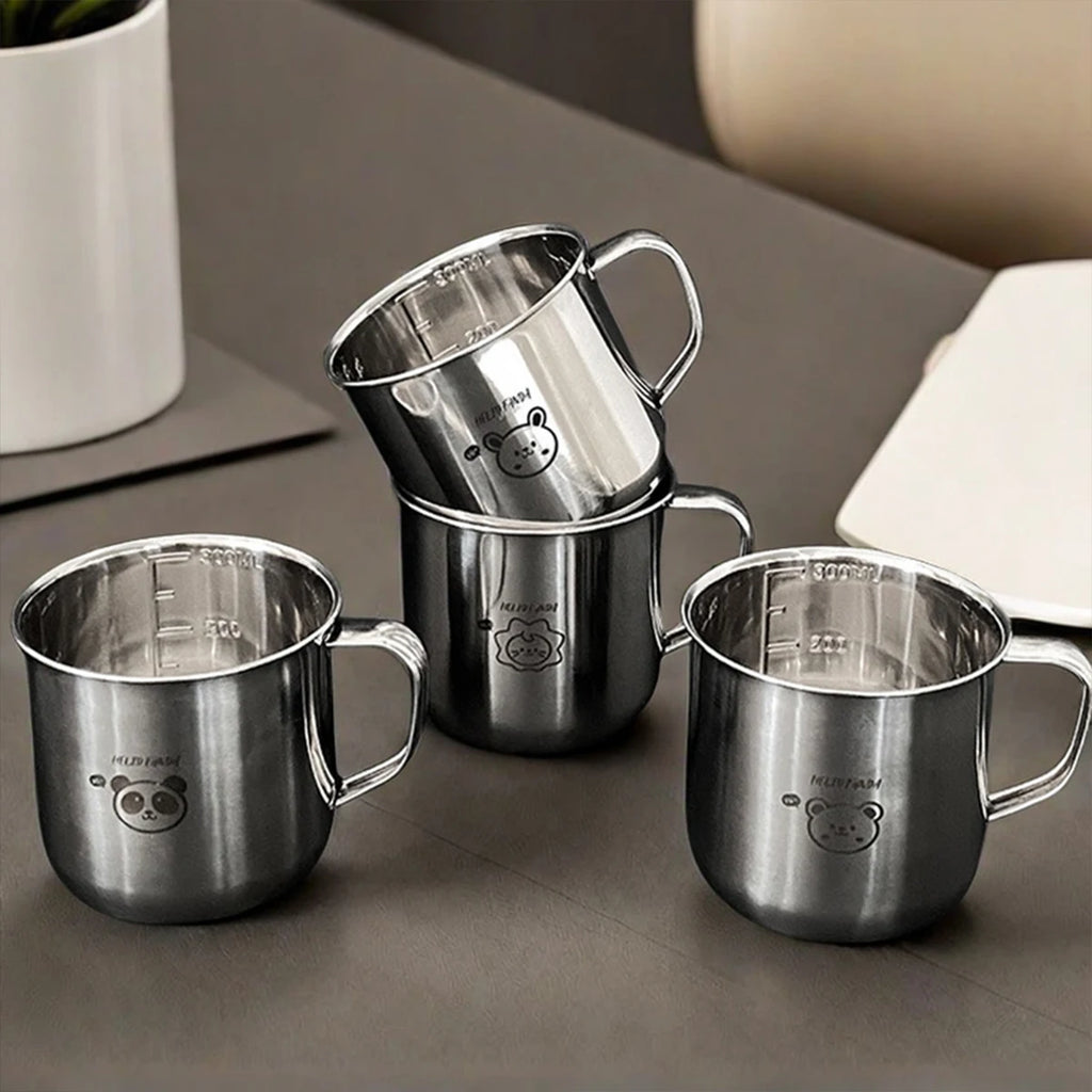 300ML Mini 304 Stainless Steel Water Cup Tumbler with Handle Durable Anti Drop Children Drinking Cup Reusable Milk Coffee Mug