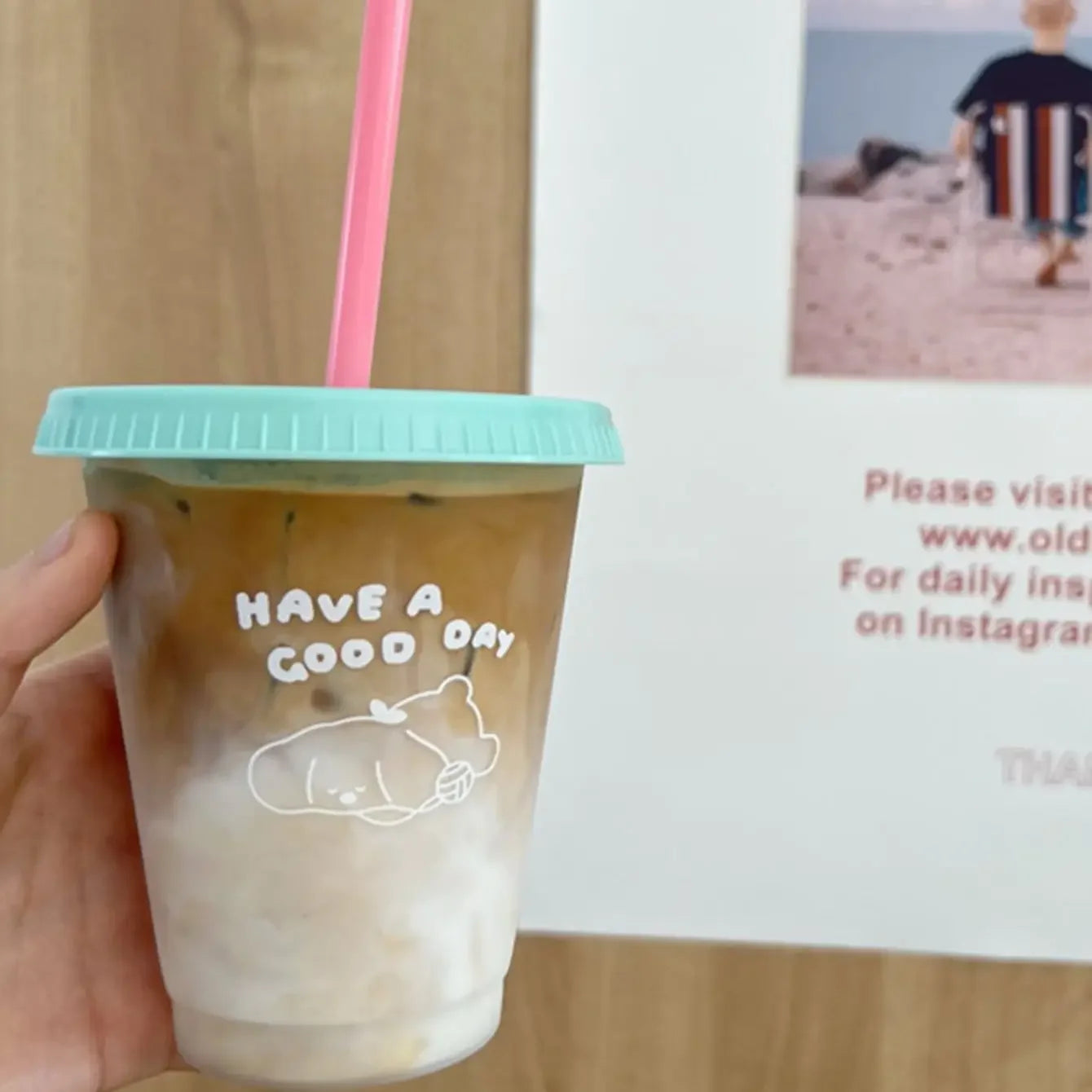 1pc-480ml/700ml Cute Water Bottle Summer Coffee Cup Plastic Straw Cup Large Capacity Handy Cup Portable Reusable Drinking Bottle