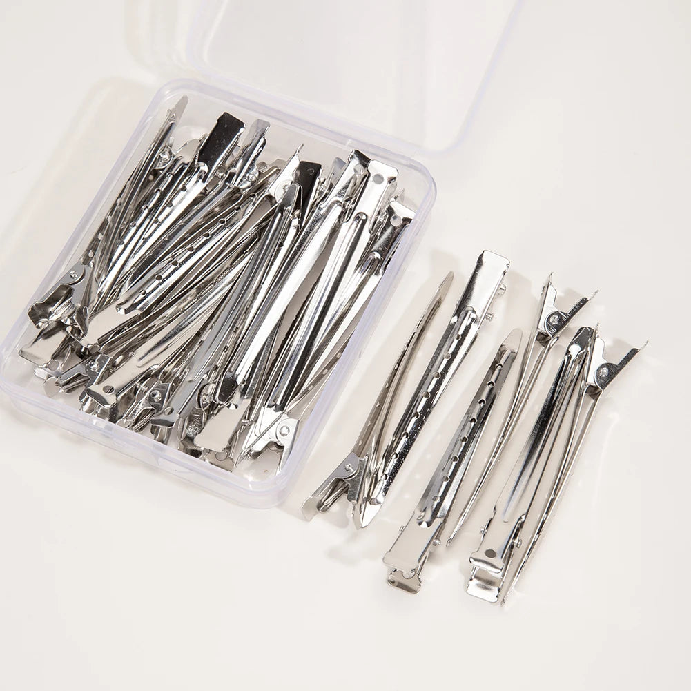 Duck Billed Alligator Curl Clips Stainless Steel Hair Styling Clips 24 pcs Home Hair Clips Set for Women Styling Sectioning