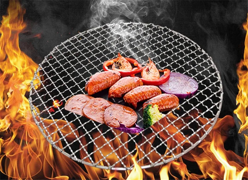 304 Stainless Steel round BBQ Grill Mesh Home Roast Nets Bacon  Tool Iron  barbecue accessories non-stick  Mat Grid