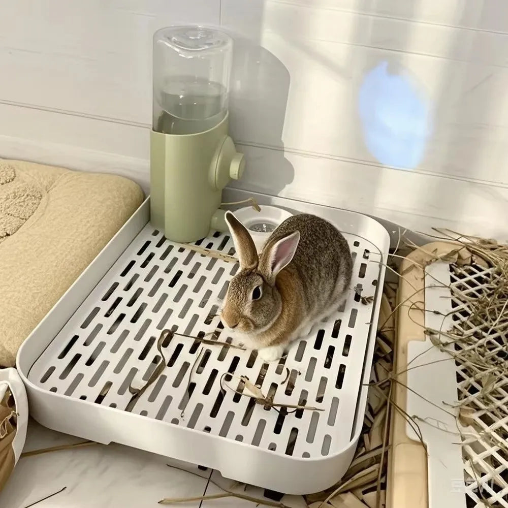New Small Rabbit Litter Box Plastic Rectangular Pet Toilet Tray Double-layer Bunnie Corner Toilet Box Dutch Pig Supplies