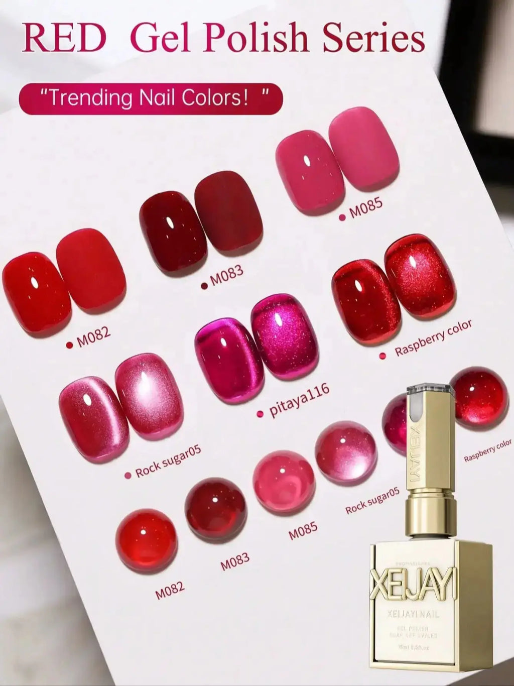 XEIJAYI 6pcs cat‘s eye nail polish gel 2025 new style Pink cat eye nail art suitable for women's nail salon design