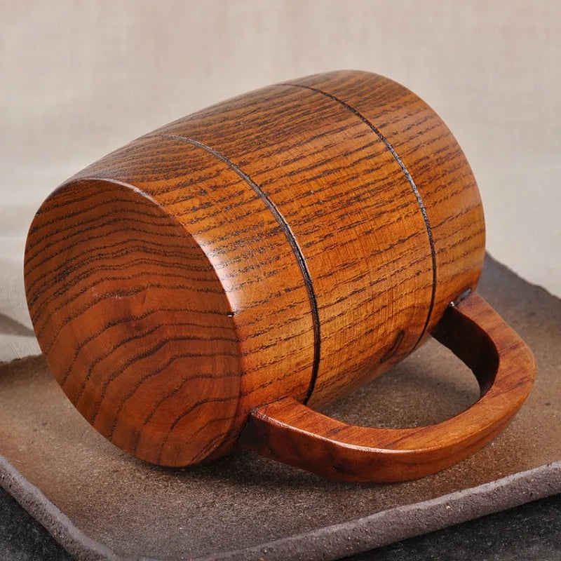 Wooden Beer Cup Jujube Sour Wood Big Capacity Beer Tea Coffee Water Cup Wooden Barrel Beer Mug Kitchen Bar Drinkware