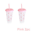 1/2/5pcs Kawaii Bow Reusable Party Cups with Straw & Lid Coffee Juice Tea Cute Tumbler With Straw Plastic Cups Summer Gifts
