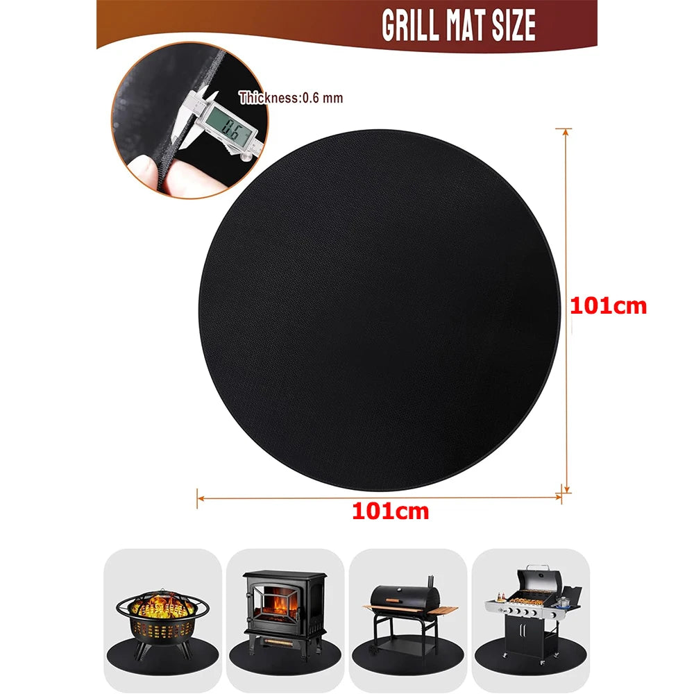 LMETJMA Fire Pit Mat Under Grill Mat Round Grill Mat Fireproof Under Grill Mat Oil-Proof Waterproof BBQ Pad for Deck JT334