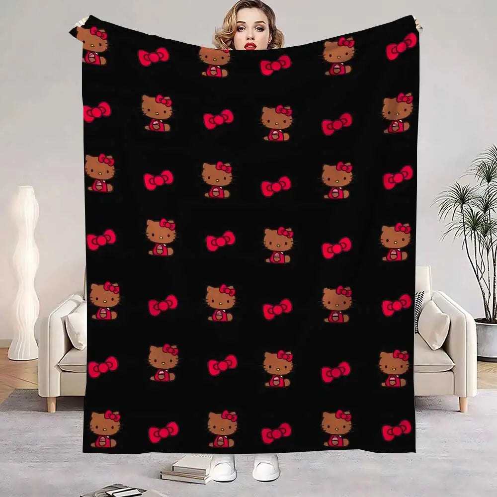 Kawaii Hellos Cat Knee Blanket for Living Room Decorative Bed Blankets Bedroom Decoration Home Bedspread the Sofa Throw Winter