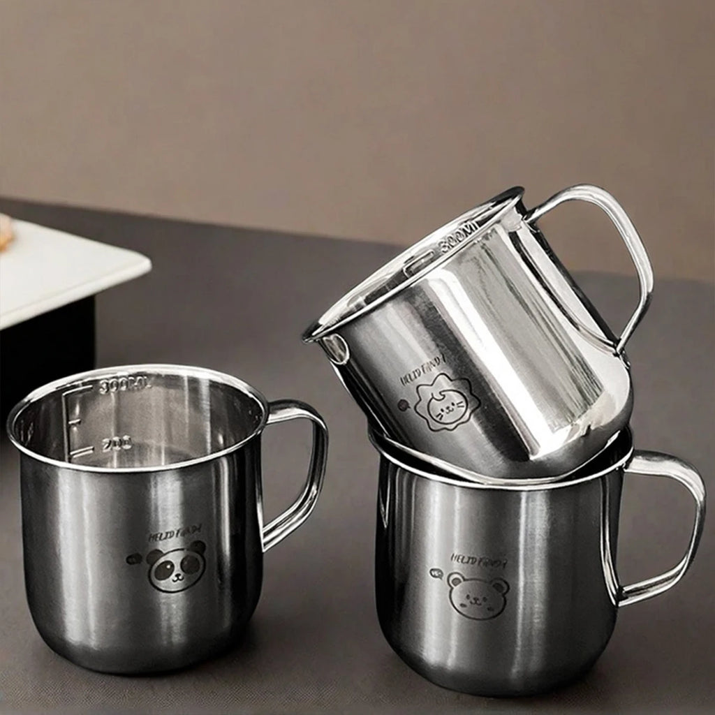 300ML Mini 304 Stainless Steel Water Cup Tumbler with Handle Durable Anti Drop Children Drinking Cup Reusable Milk Coffee Mug