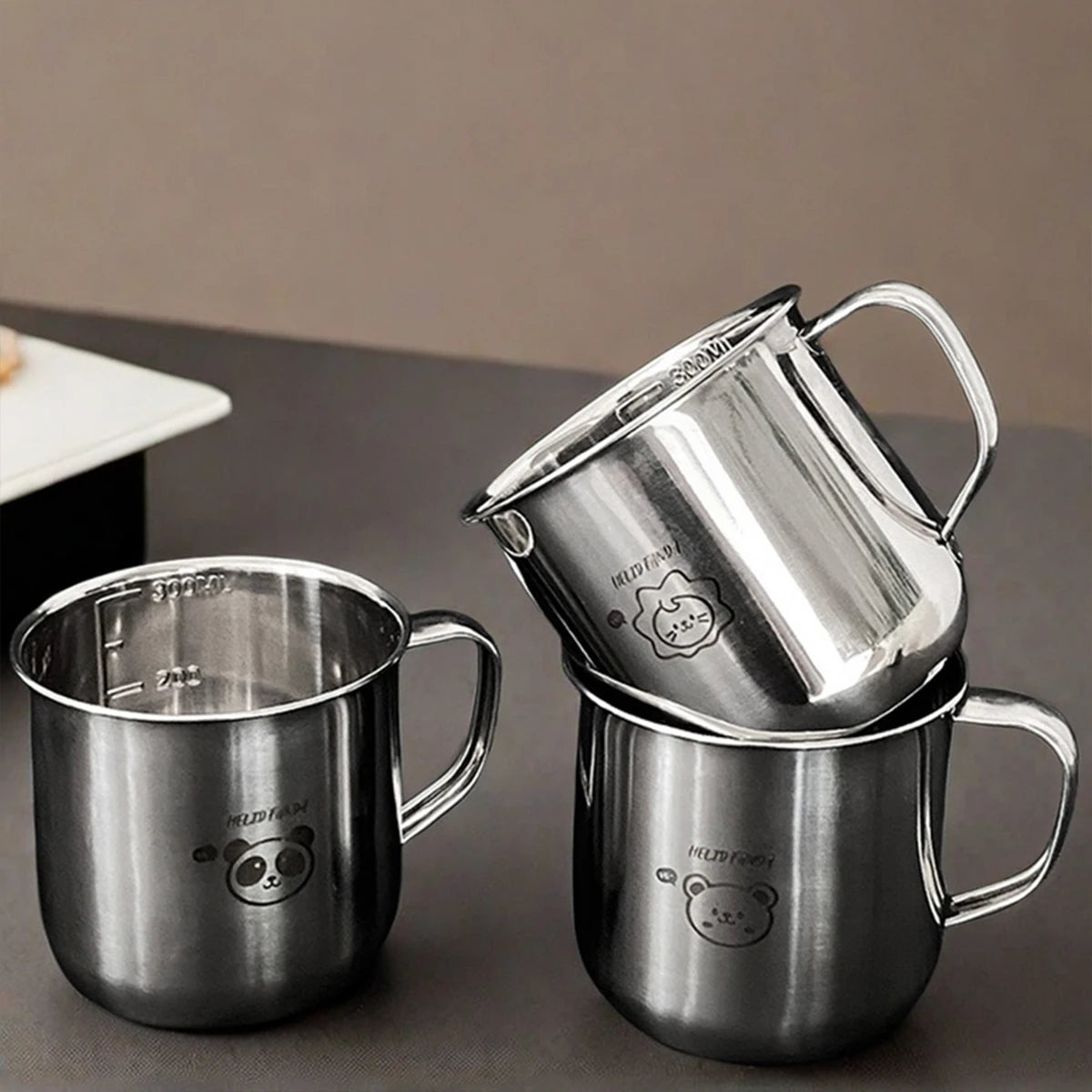 300ML Mini 304 Stainless Steel Water Cup Tumbler with Handle Durable Anti Drop Children Drinking Cup Reusable Milk Coffee Mug