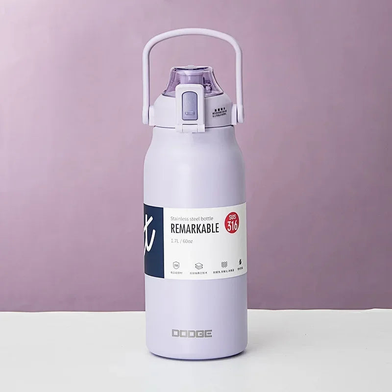 DODGE  1300/1700ML Tumbler Stainless Steel Thermos Bottle Portable Vacuum Flasks Outdoor Sports Water Cup Car Insulated Flask