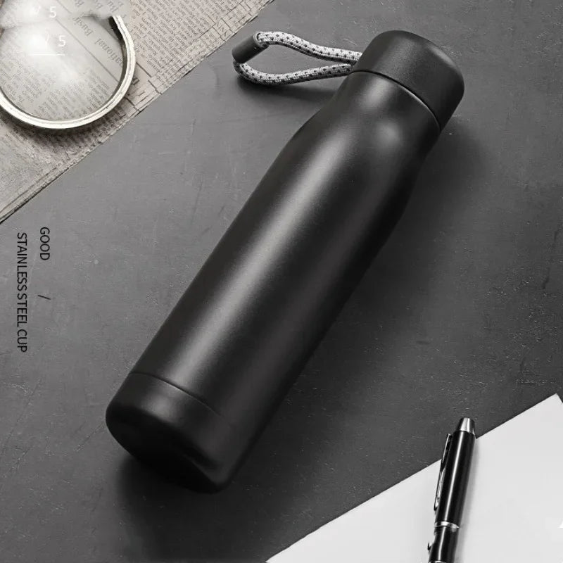 JUSTINLAU 400/550ML Thermo Bottle Vacuum Flasks with Rope Stainless Steel Outdoor Travel Cups Portable Thermal Water Bottles