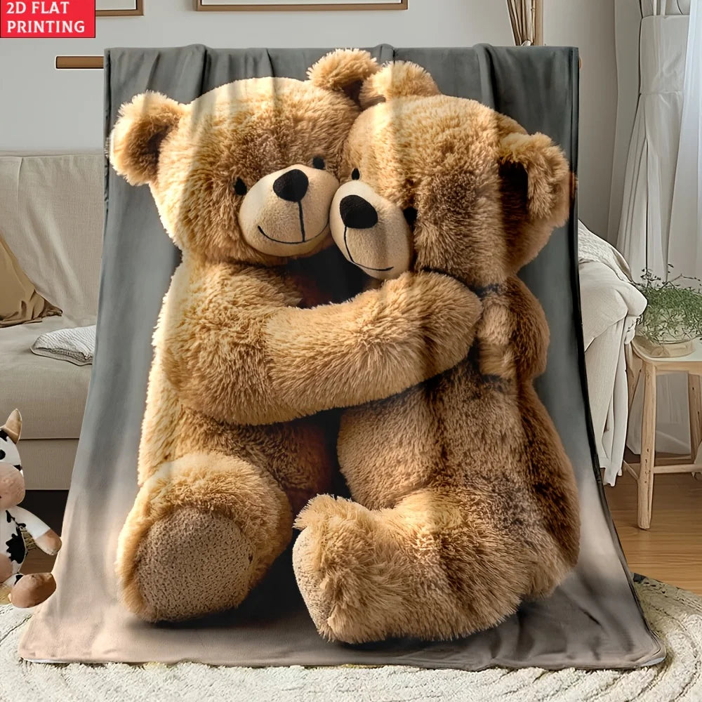 "Cuddly Bear Hug Blanket, Soft Plush Animal Design Throw for Kids and Adults, Cozy Home Decor, Multiple Sizes Available"