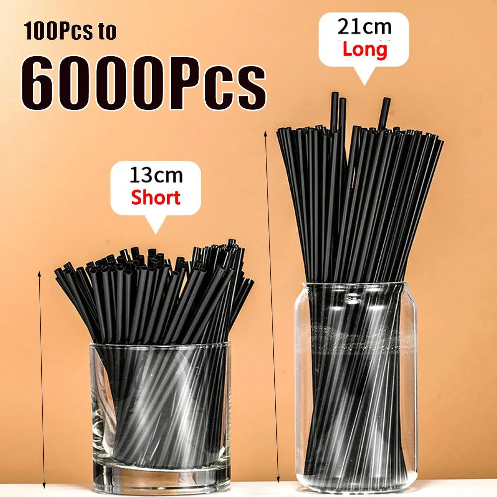 100-6000PCS Black Straws Coffee Drinking Straws Juice Drinking Tube Straw Tea Cocktail Straws Wedding Bar Party Wholesale