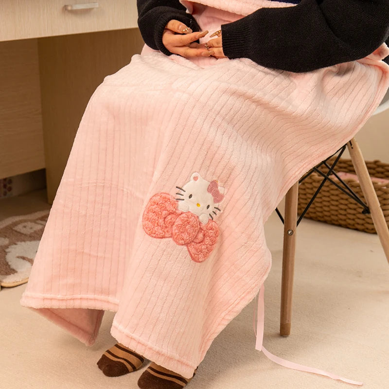 Cute Kuromi My Melody Blanket Travel Nap Flannel Blanket Cinnamoroll Hello Kitty Warm Leg Blanket Bedroom Office Girl Child