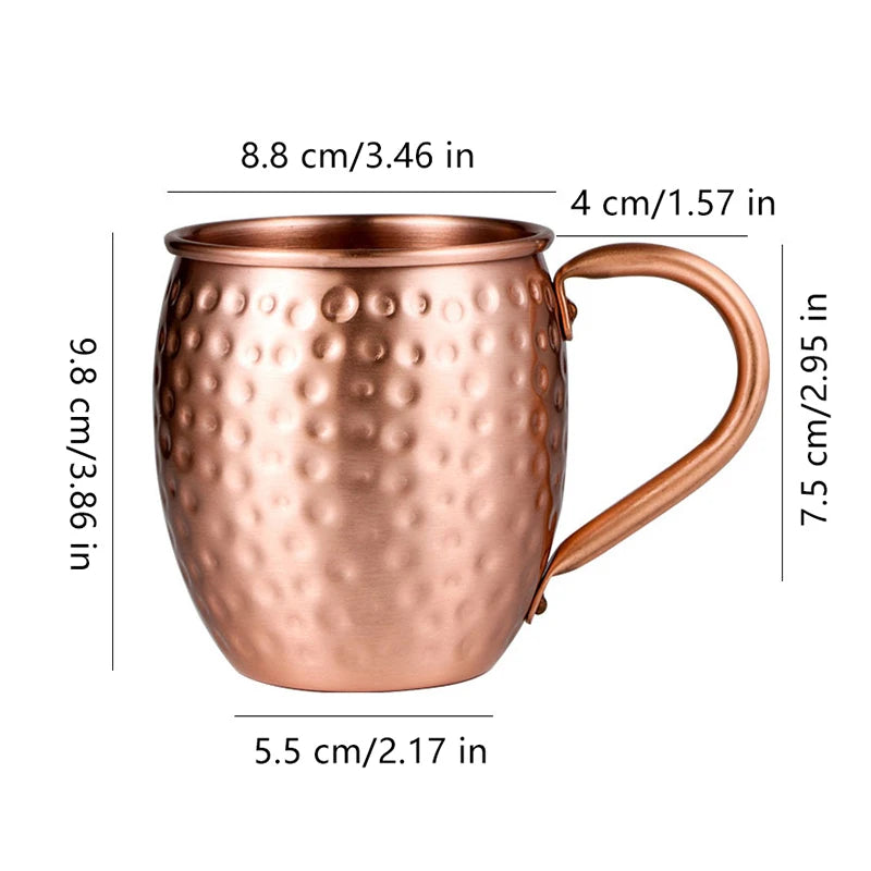 【F】530ml 100% Copper Moscow Mule Mug Cocktail Wine Cup Hammered Coppery Beer Mugs Coffee Mug Milk Cup Bar Cup Drinkware Durable