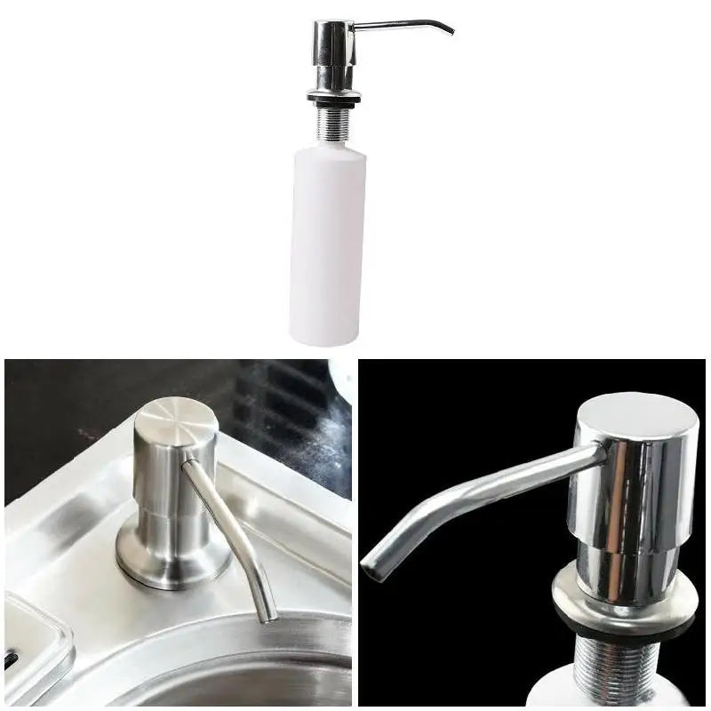Built in Soap Dispenser for Kitchen Sink Brushed Nickel Stainless Steel Countertop Pump Head Dish Soap Hand Lotion Dispenser