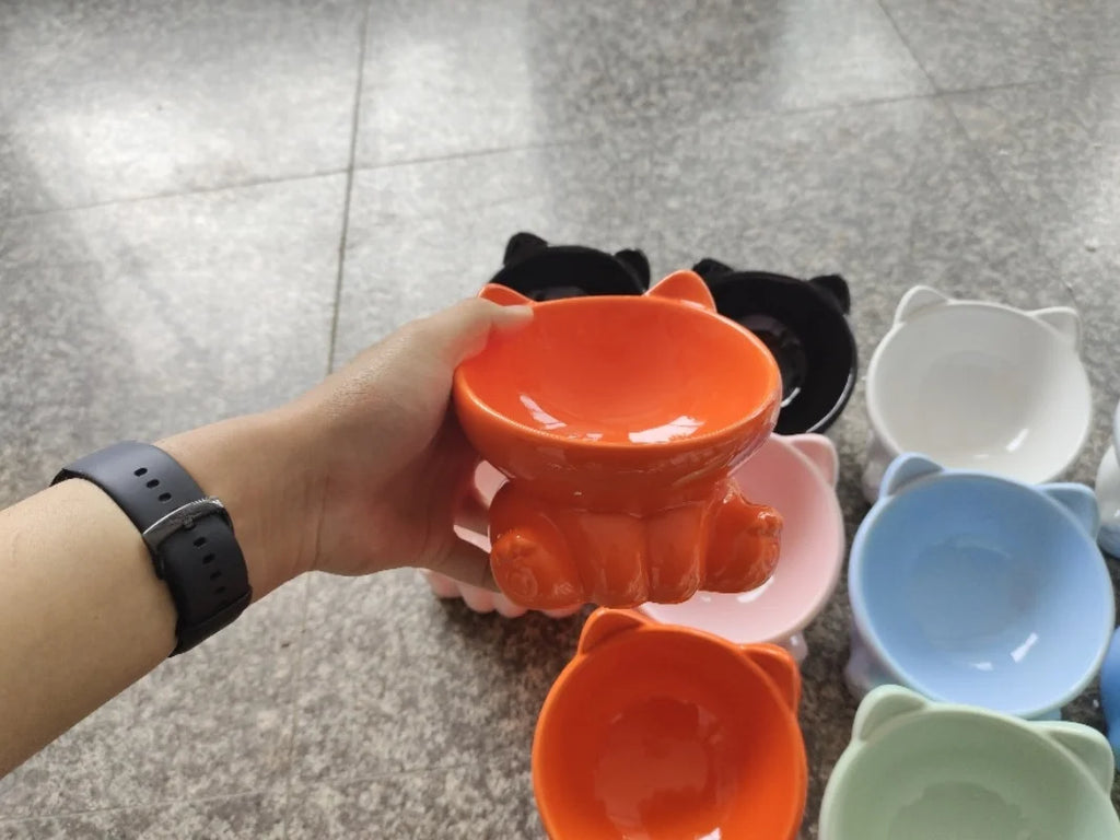 Ceramic Pet Food Bowl Tilt High Bottom Neck Protector Bowl Antichoking Dog and Cat Water Bowl Antidumping Dog Feeding Supplies
