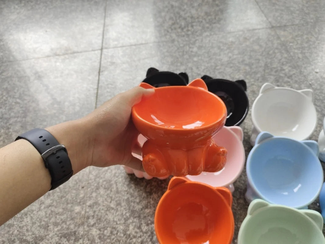 Ceramic Pet Food Bowl Tilt High Bottom Neck Protector Bowl Antichoking Dog and Cat Water Bowl Antidumping Dog Feeding Supplies